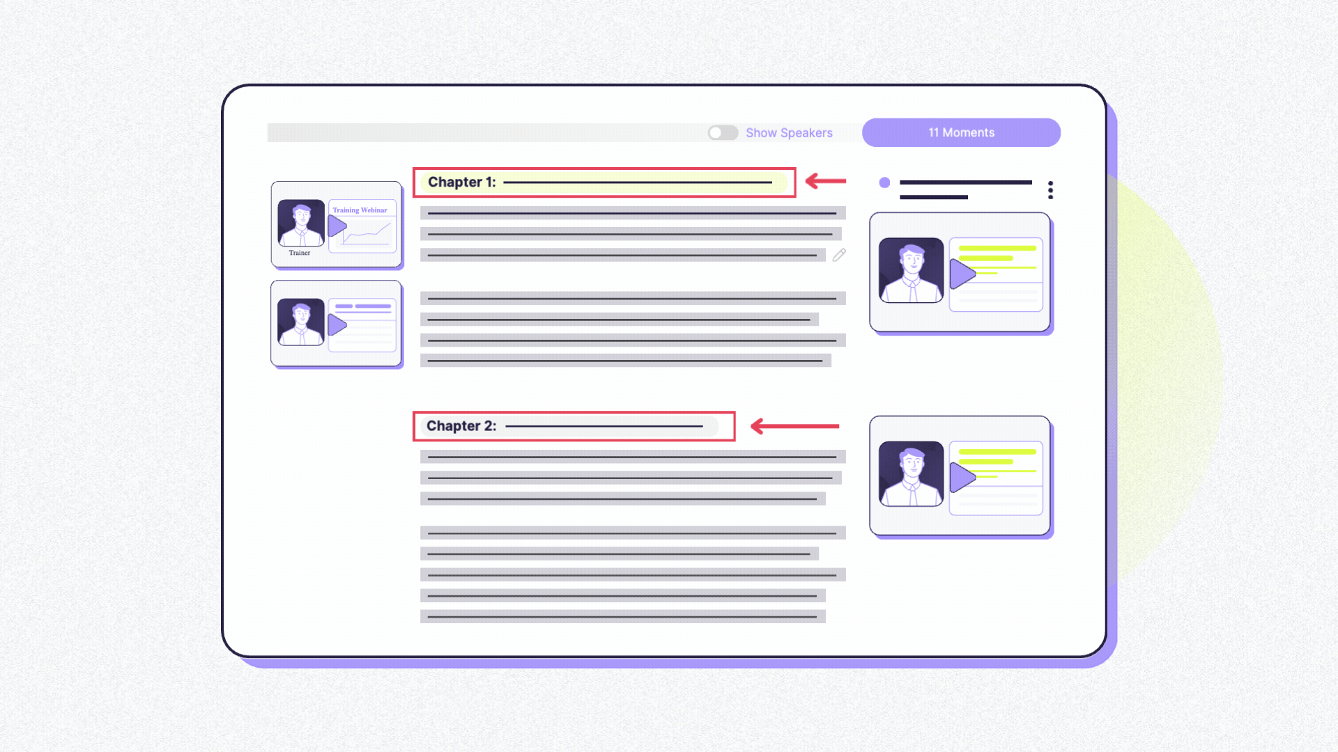 Chapters: Your Visual Cues to Navigate Lengthy Video Transcripts