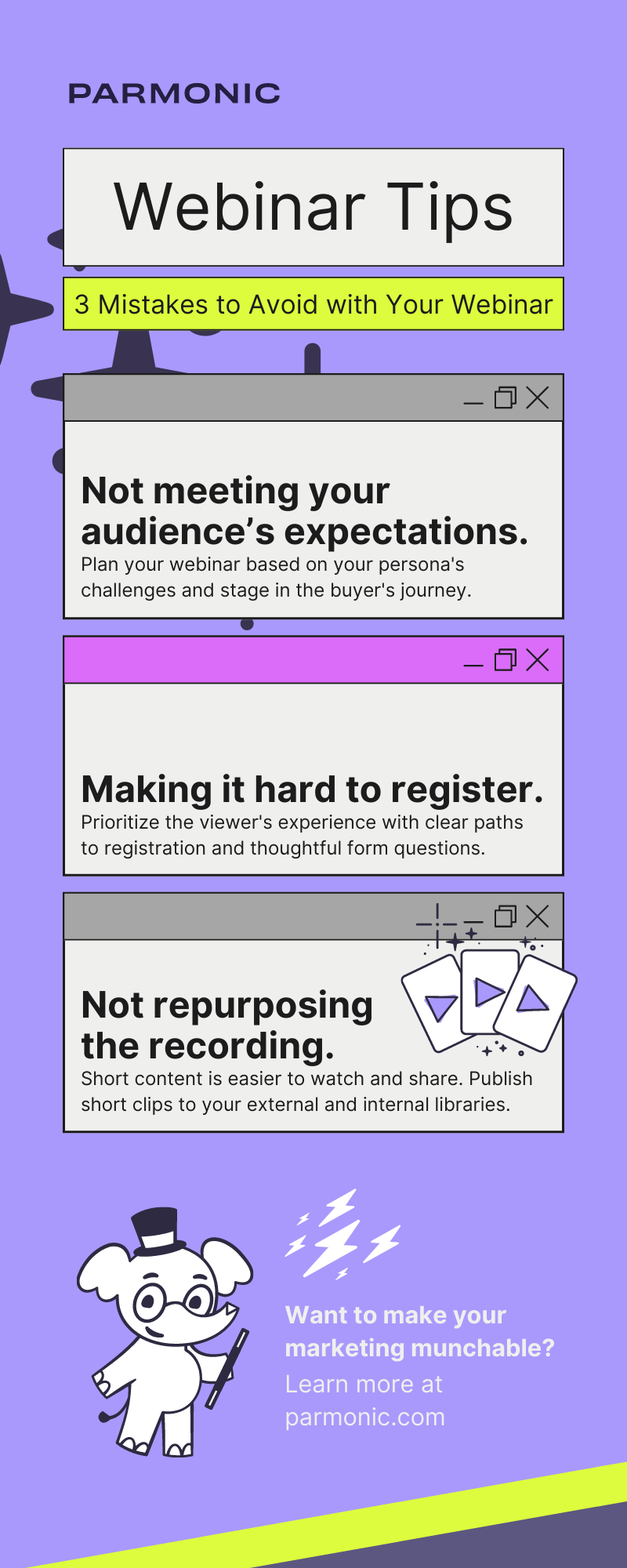 Webinar tips infographic from Parmonic